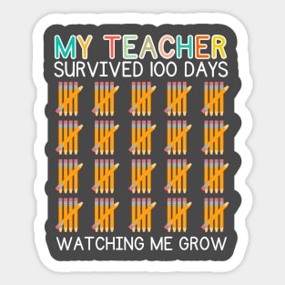 My Teacher Survived 100 Days Of Me Funny School Teacher Kids Sticker